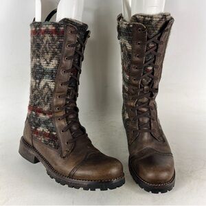 Woolrich Santa Fe Winter Booties Womens 9 Brown Leather Lace Up Zipper High-Calf